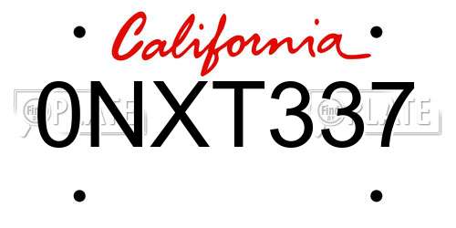 0NXT337 California License Plate