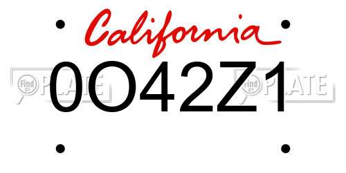 0O42Z1 California License Plate