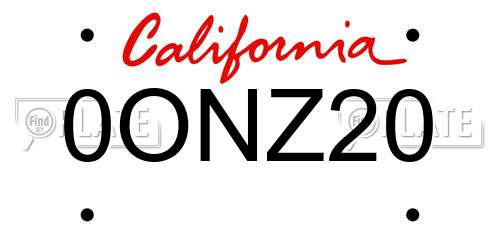 0ONZ20 California License Plate