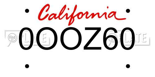 0OOZ60 California License Plate