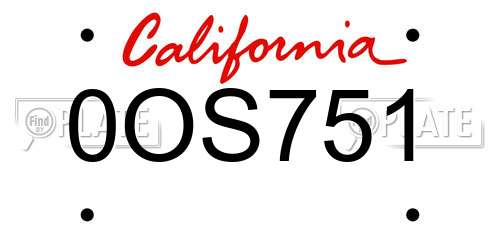 0OS751 California License Plate