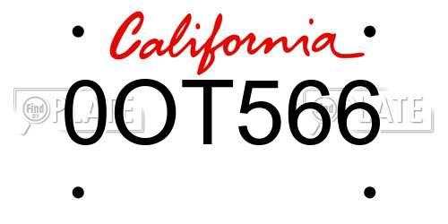 0OT566 California License Plate
