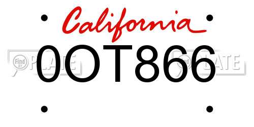 0OT866 California License Plate