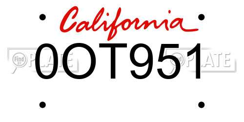 0OT951 California License Plate