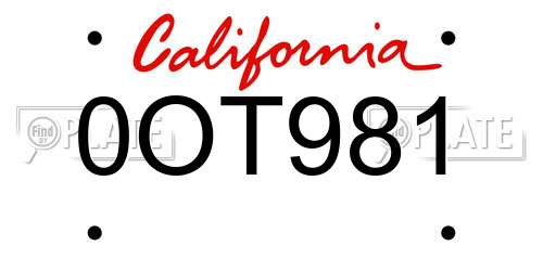 0OT981 California License Plate