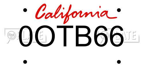 0OTB66 California License Plate