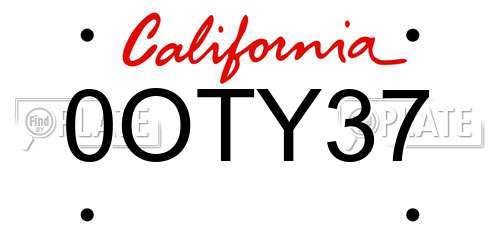0OTY37 California License Plate