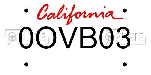 0OVB03 California License Plate