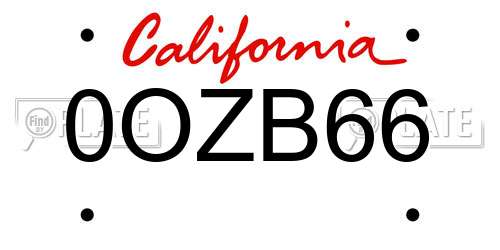 0OZB66 California License Plate
