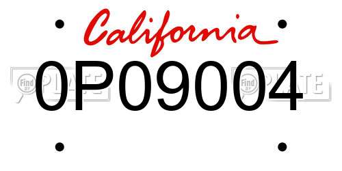 0P09004 California License Plate