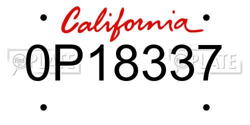 0P18337 California License Plate