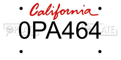 0PA464 California License Plate
