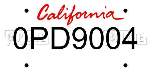 0PD9004 California License Plate