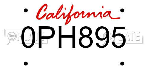 0PH895 California License Plate