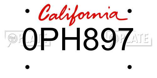 0PH897 California License Plate