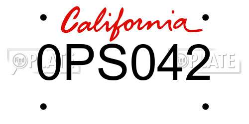0PS042 California License Plate