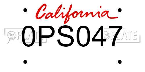 0PS047 California License Plate