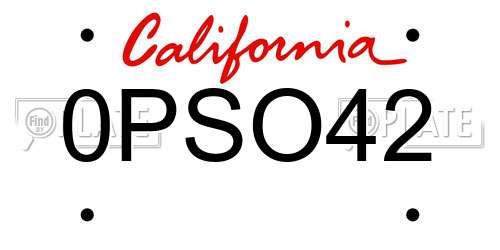 0PSO42 California License Plate