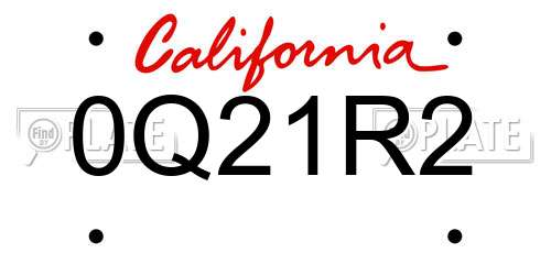 0Q21R2 California License Plate