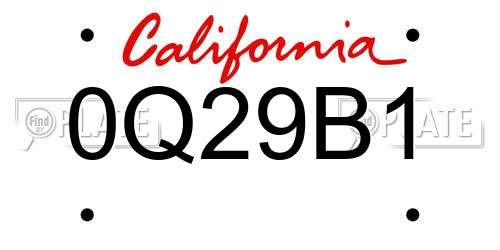 0Q29B1 California License Plate