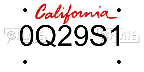 0Q29S1 California License Plate