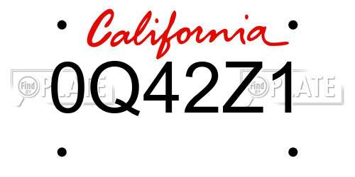 0Q42Z1 California License Plate