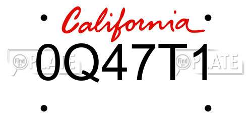 0Q47T1 California License Plate