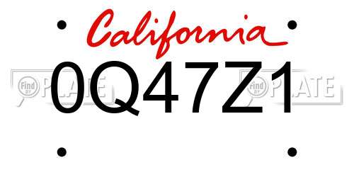 0Q47Z1 California License Plate