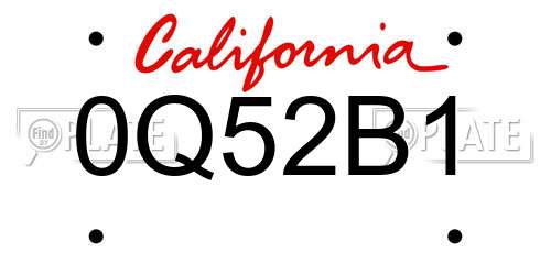 0Q52B1 California License Plate