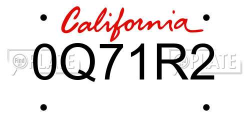0Q71R2 California License Plate