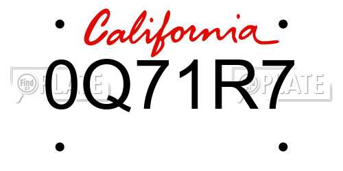 0Q71R7 California License Plate