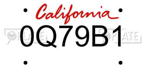 0Q79B1 California License Plate