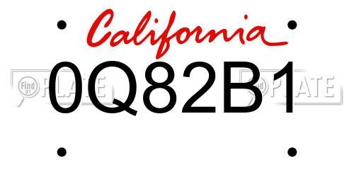 0Q82B1 California License Plate