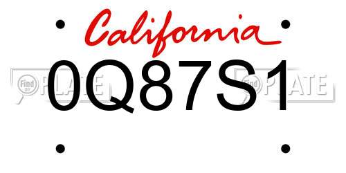 0Q87S1 California License Plate