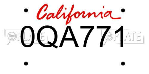 0QA771 California License Plate