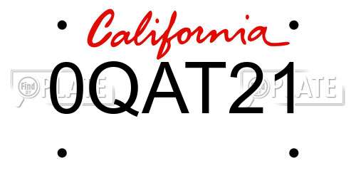 0QAT21 California License Plate