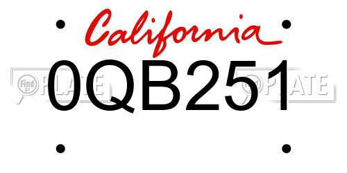 0QB251 California License Plate