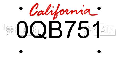 0QB751 California License Plate