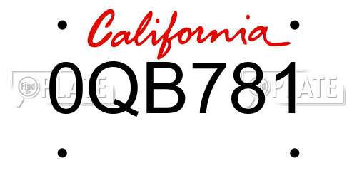 0QB781 California License Plate