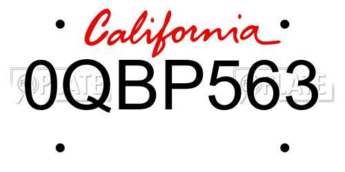 0QBP563 California License Plate