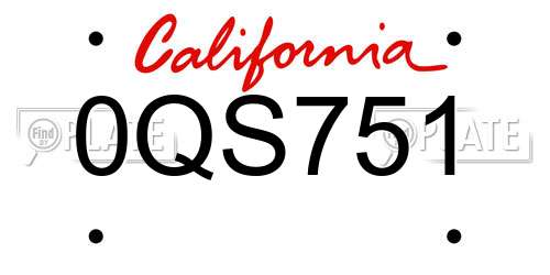 0QS751 California License Plate