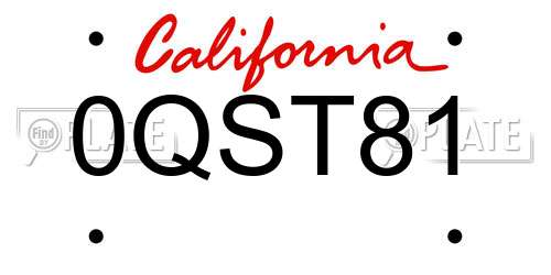 0QST81 California License Plate