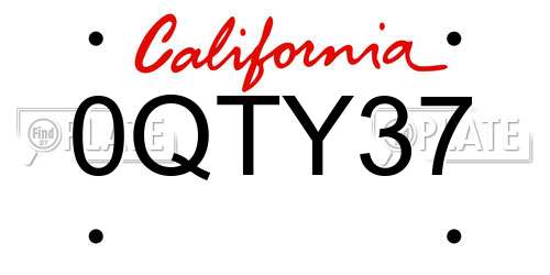 0QTY37 California License Plate