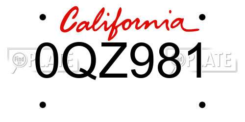 0QZ981 California License Plate