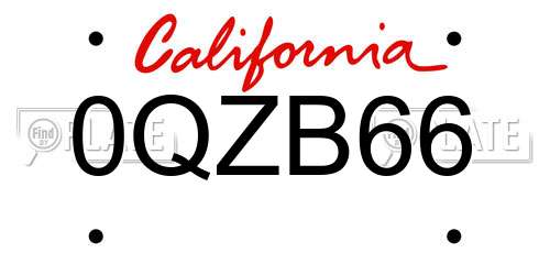 0QZB66 California License Plate