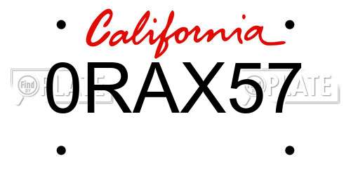 0RAX57 California License Plate