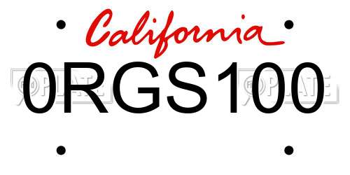0RGS100 California License Plate