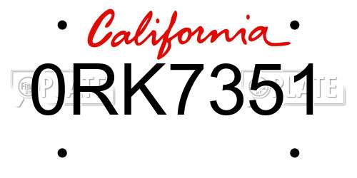 0RK7351 California License Plate