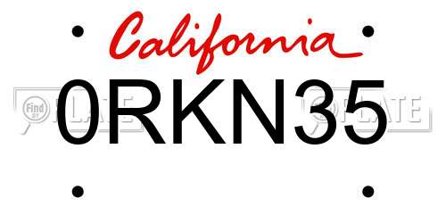 0RKN35 California License Plate