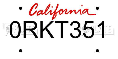 0RKT351 California License Plate